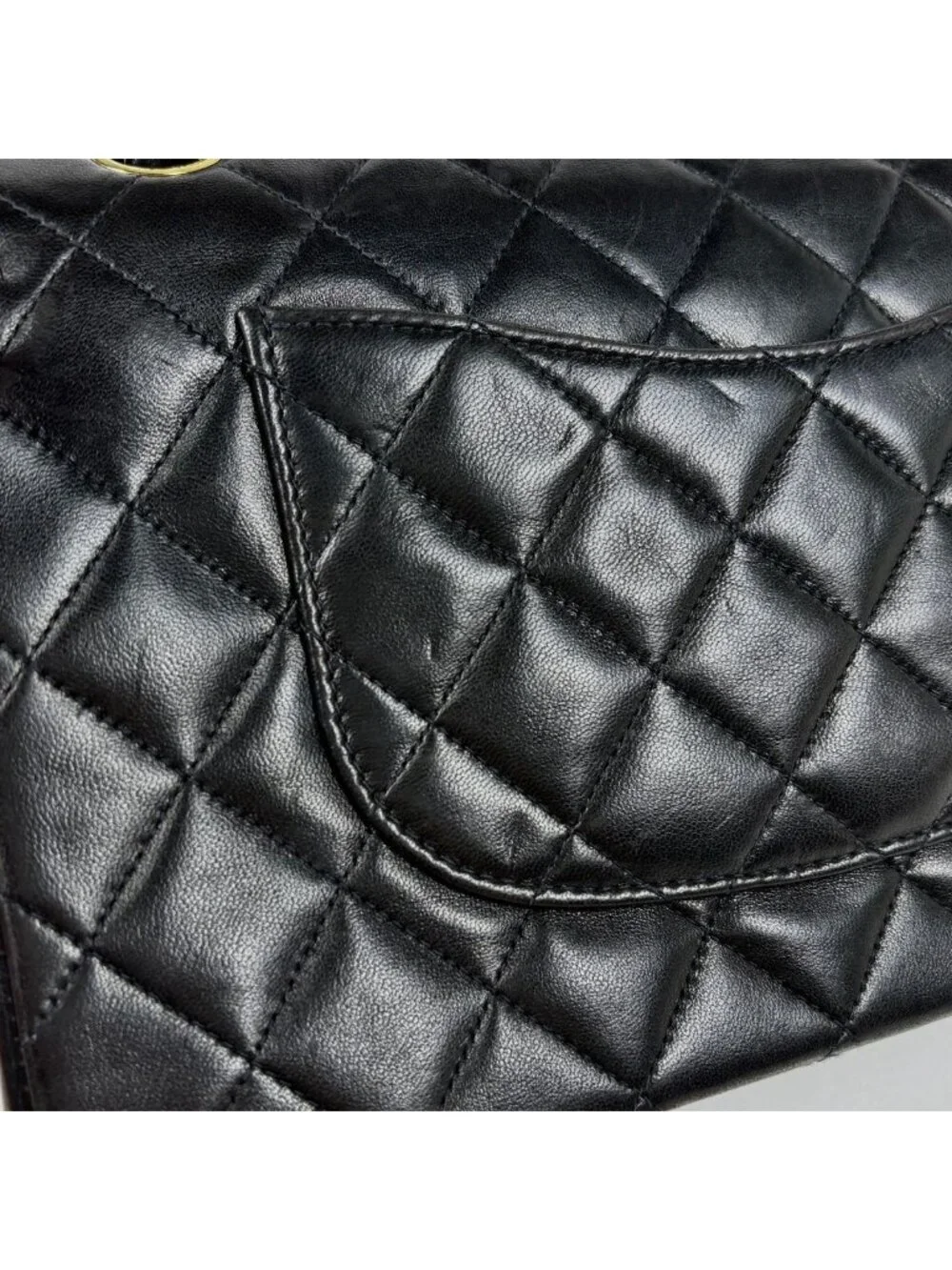Chanel Quilted Double Flap Chain Shoulder Bag CC Logo Leather Black
